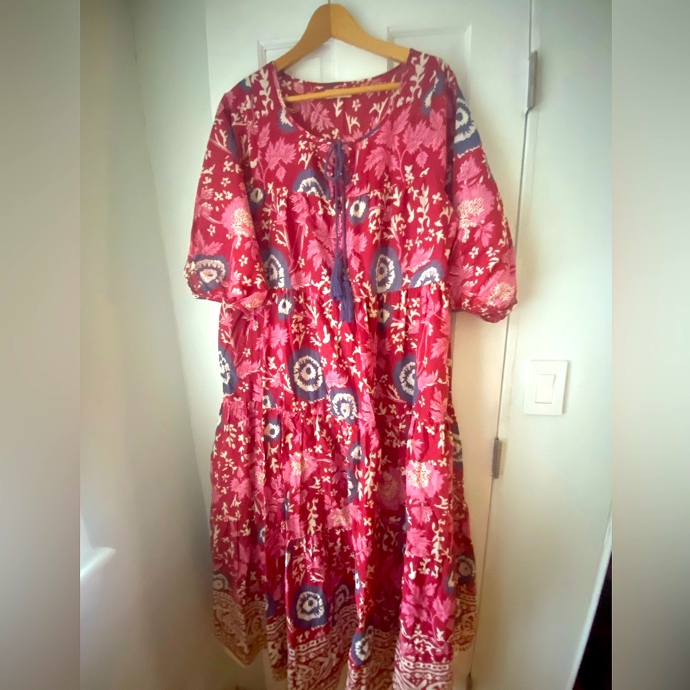 NATURAL LIFE Pink and Blue Patterned Maxi Dress